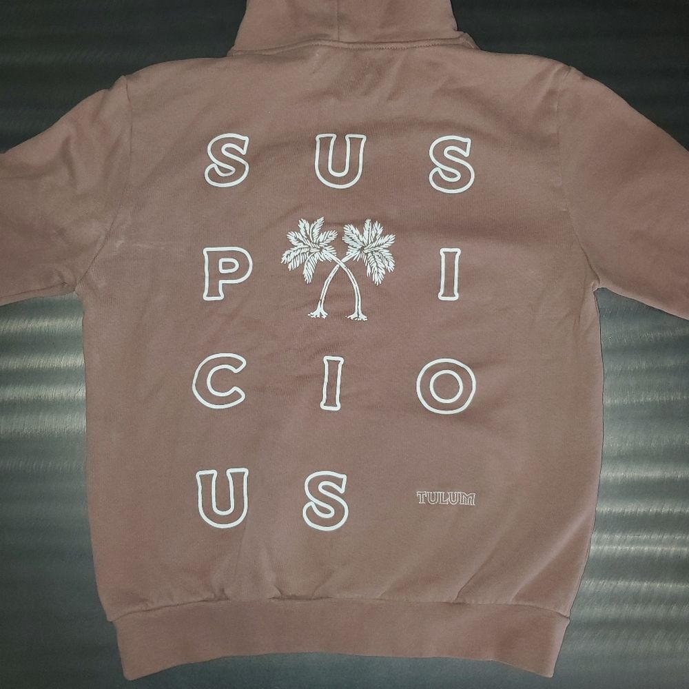 Suspicious Antwerp Tulum Palm Tree Graphic Cotton Hoodie Brown S